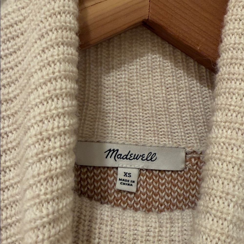 Madewell Pearldale Heather Oak Windowpane Turtleneck Sweater Sz XS - Picture 3 of 10